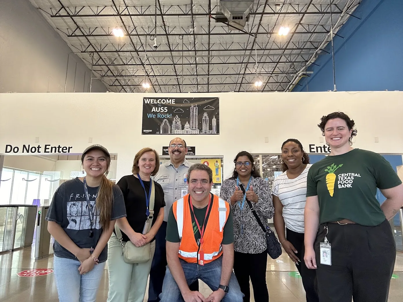 Josh with food bank staff and Amazon colleagues at Central Texas Food Bank